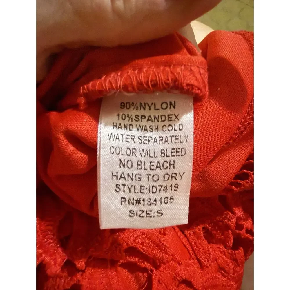 Cefian Red Lace Halter Dress Small Sheath Cocktail Wedding Guest Date Night - Picture 10 of 11
